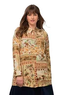 Bluzki damskie - Ulla Popken Damska bluzka koszulowa z nadrukiem, żółty matowy, 46/48 - miniaturka - grafika 1