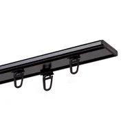 Karnisze - Szyna sufitowa aluminiowa 2-torowa 200 cm czarna z agrafkami - miniaturka - grafika 1