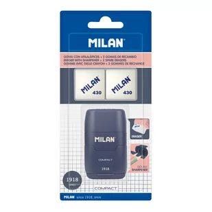 Temperówko - gumka MILAN  COMPACT seria 1918 + 2 gumki 430 na blistrze, granatowy - Temperówki - miniaturka - grafika 1