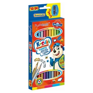 Bambino Kredki Szkolne Trójkątne Dwustronne 12szt. 24 Kolory + Temperówka - Szkolne artykuły papiernicze - miniaturka - grafika 1