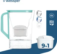 Dzbanki i imbryki - Dzbanek filtrujący wodę Wessper 2,7 l na drzwi lodówki, z filtrem z węglem aktywnym, kompatybilny z wkładem filtrującym Brita Maxtra 10x - miętowy - miniaturka - grafika 1