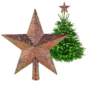 Bombki - GWIAZDA CZUBEK NA CHOINKĘ SZPIC CHOINKOWY GWIAZDKA CHOINKOWA 20 CM HOLOGRAFICZNY MIEDZIANY KAMELEON ŚWIĘTA - miniaturka - grafika 1