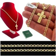 Biżuteria dla dzieci - ŁAŃCUSZEK ZŁOTY PANCERKA + KRZYŻYK 925 + GRAWER DLA CHŁOPCA NA CHRZEST - miniaturka - grafika 1