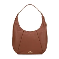 Torebki damskie - Damska torebka typu worek ze skóry naturalnej brązowa - miniaturka - grafika 1