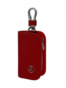 SKÓRZANE ETUI na klucze MERCEDES KLUCZYK samochodowy ELEGANCKI czerwony - Etui na klucze - miniaturka - grafika 1