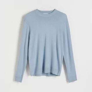 Swetry męskie - Reserved Gładki sweter z półgolfem - Niebieski - grafika 1