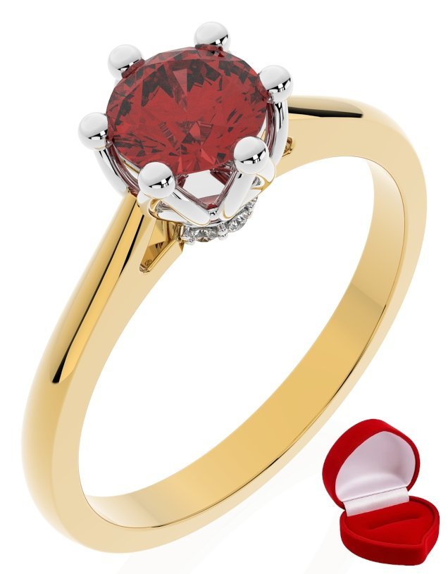 ZŁOTY PIERŚCIONEK ZARĘCZYNOWY 585 14k RUBIN 0,50 ct + PUDEŁKO R13
