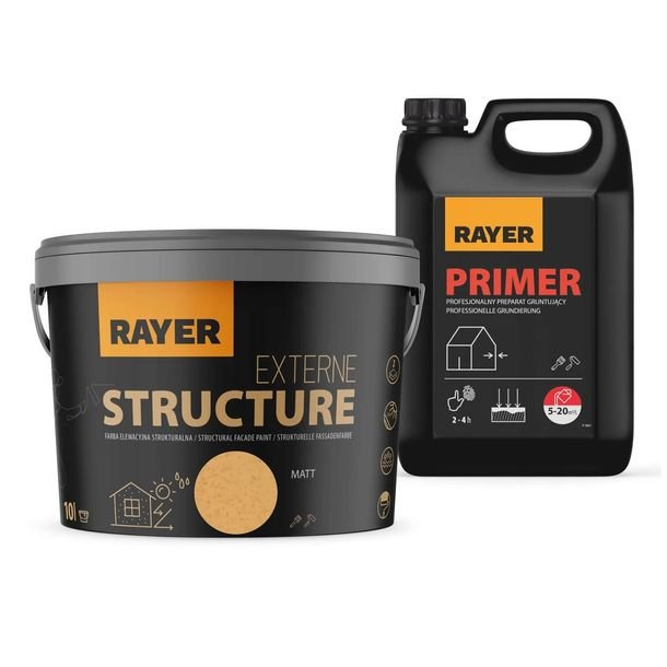 Farba Strukturalna Elewacyjna RAYER 10l brzoskwiniowy + GRUNT 5l