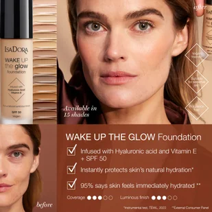 IsaDora Wake Up the Glow Foundation SPF50 3W - Podkłady do twarzy - miniaturka - grafika 5