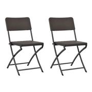 Fotele i krzesła ogrodowe - vidaXL Składane krzesła ogrodowe, 2 szt., HDPE, brąz, rattanowy wygląd - miniaturka - grafika 1