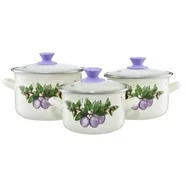Zestaw garnków emaliowanych 6-elemntowy Śliwka prosty EMALIA OLKUSZ