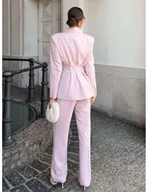 Spodnie damskie - Eleganckie spodnie z kantem z wiskozy EMILEE - brudny róż - miniaturka - grafika 1