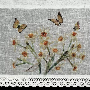 Firana 30 x 150 Dekoracyjna Gotowa Flora Biały+Żół - Firany - miniaturka - grafika 4