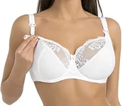 Biustonosze - Teyli Biustonosz Damski do Karmienia Piersią - Biustonosz z Fiszbinami do Karmienia - Duże Rozmiary Bawełna - Podnosi i Zaokrągla Piersi Biały 75D - miniaturka - grafika 1