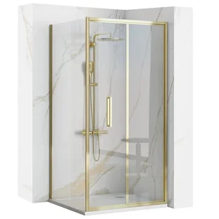 Złota kabina prysznicowa narożna drzwi składane 90x80 Rapid Fold Gold Rea - Kabiny prysznicowe - miniaturka - grafika 1