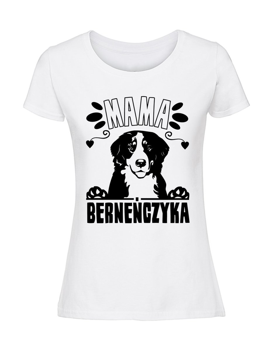 Damska koszulka z nadrukiem - Mama berneńczyka biały L