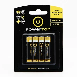 Bateria alkaliczna, AAA (LR03), AAA, 1.5V, Powerton, blistr, 4-pack - Baterie i akcesoria - miniaturka - grafika 1