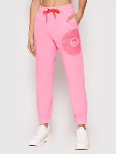 Spodnie sportowe damskie - Pinko Spodnie dresowe Cacao 1G17BE Y7SG Różowy Regular Fit - grafika 1
