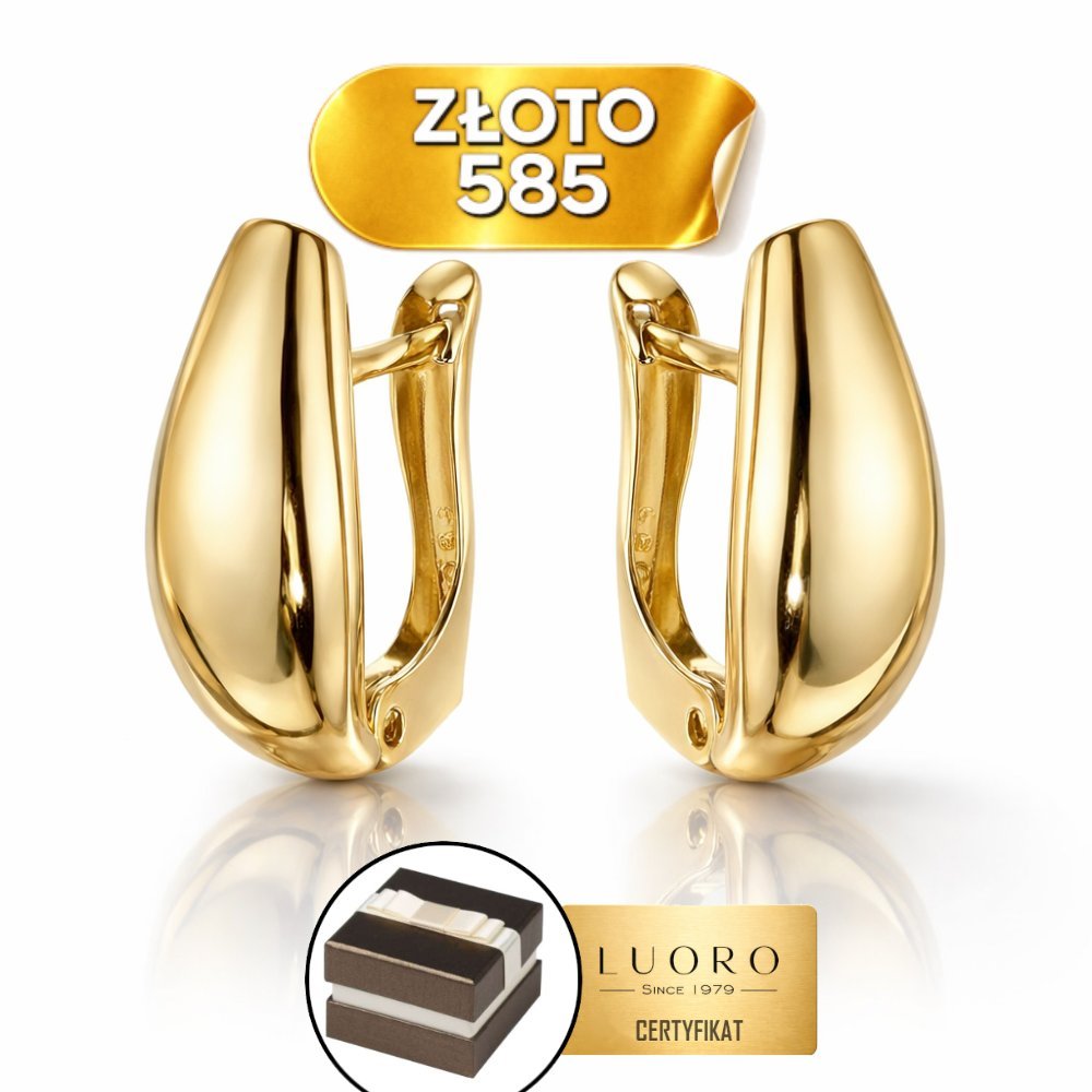 KOLCZYKI ZŁOTE 585 14K ŁEZKI PODŁUŻNE NA ANGIELSKIM ZAPIĘCIU 17 MM