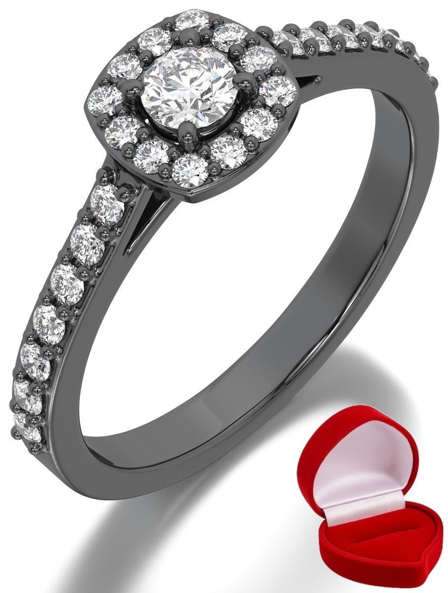 ZŁOTY PIERŚCIONEK ZARĘCZYNOWY 585 14k BRYLANT 0,14 ct CZARNE ZŁOTO R13