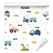 Tapety - Tapeta Dziecięca TRAKTORY Koparki Ciężarówki Dekor - miniaturka - grafika 1