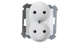 Kontakt Simon 54 BIAŁY GNIAZDO Podwójne B/U (DG2MZ.01/11) - Gniazdka elektryczne - miniaturka - grafika 1