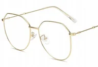 Okulary korekcyjne, oprawki, szkła - Okulary korekcyjne złote ładne metal +1 - miniaturka - grafika 1