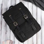 Plecaki - Plecak męski ze skóry wegańskiej PAOLO PERUZZI E-05-BL czarny - miniaturka - grafika 1