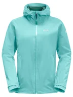 Kurtki i kamizelki sportowe damskie - Jack Wolfskin Kurtka przeciwdeszczowa "Pack & Go" w kolorze turkusowym - miniaturka - grafika 1