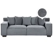 Sofy i kanapy - Beliani Sofa 3-osobowa sztruksowa ciemnoszara VISKAN 242606 - miniaturka - grafika 1