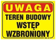 Tablice i flipcharty - Tabliczka 35*25CM UWAGA! TEREN BUDOWY WSTĘP WZBRONIONY - miniaturka - grafika 1