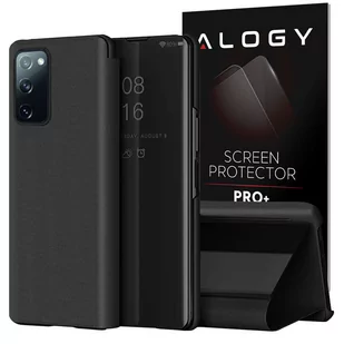 Etui Alogy Smart Clear View Cover z klapką do Samsung Galaxy S20 FE 5G Czarne + Szkło - Etui i futerały do telefonów - miniaturka - grafika 1
