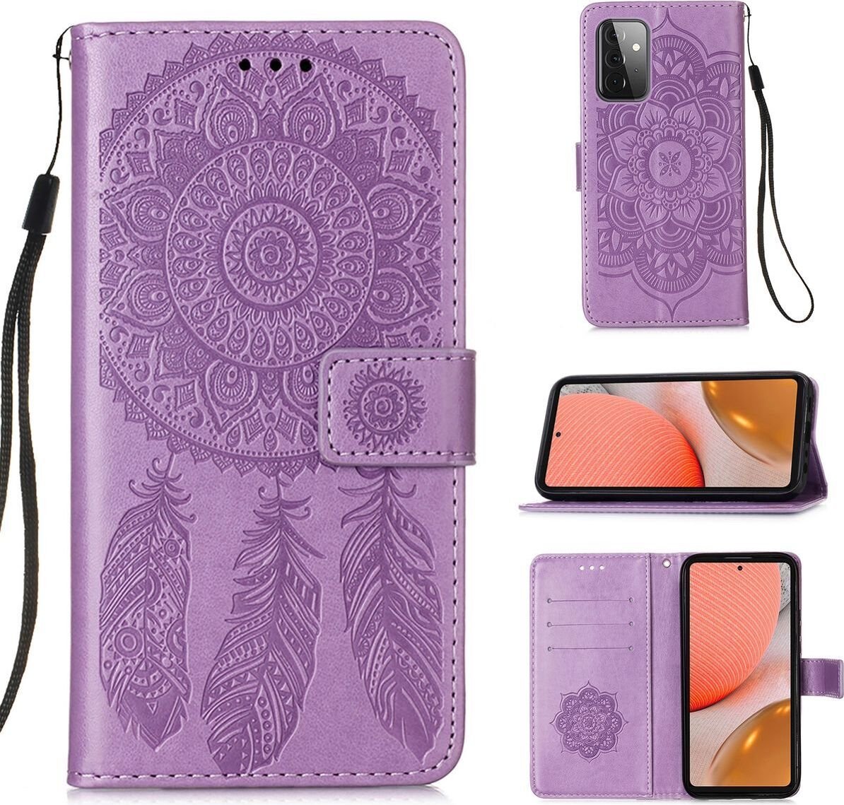 Pokrowiec König Design kompatybilny z etui na telefon Samsung Galaxy A72 5G ze skóry syntetycznej - Fioletowe etui na telefon komórkowy