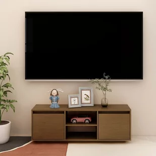 Lumarko Szafka pod TV, miodowy brąz, 110x30x40 cm, drewno sosnowe - Szafki RTV - miniaturka - grafika 1