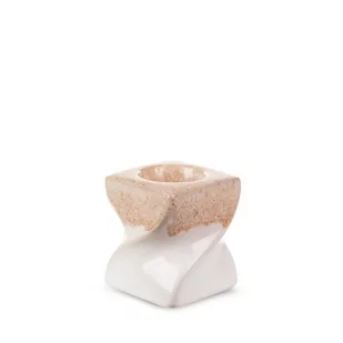Nowoczesny świecznik ceramiczny RUBEN 7X7X8 beżowy x2 - Świeczniki - miniaturka - grafika 1