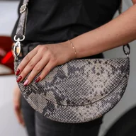 Torebki damskie - T-12 Torebka franczeska M - print wężowy szary KEMER - miniaturka - grafika 1