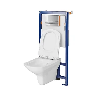 Cersanit Tech Line Opti Set B656 Zestaw Toaleta WC bez kołnierza + deska wolnoopadająca + stelaż podtynkowy WC + przycisk spłukujący WC S701-646 - Stelaże i zestawy podtynkowe do WC - miniaturka - grafika 1