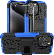 Etui i futerały do telefonów - zestaw ochronny 2 w 1 dla Apple iPhone Xs Max składa się z 2x szklanego ochraniacza ekranu 9H i 1x silikonowego etui - pokrowiec w kolorze niebieskim - miniaturka - grafika 1