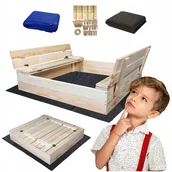 Place zabaw - PIASKOWNICA Drewniana Zamykana z Ławkami 100cm - miniaturka - grafika 1