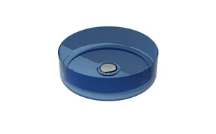 Umywalka nablatowa Besco Enya 36 cm okrągła niebieska z maskownicą chrom połysk UME-36-BWC - Umywalki - miniaturka - grafika 1