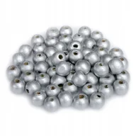 Dekoratorstwo - Drewniane koraliki KULA 10mm metalik srebrny 30szt. - miniaturka - grafika 1