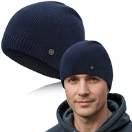 Czapki męskie - CZAPKA Męska ZIMOWA Elastyczna z Wiskozą GRANATOWA Pako Jeans - miniaturka - grafika 1
