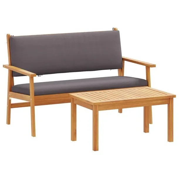 Zestaw Mebli Ogrodowych z Drewna Akacjowego, Antracyt, 120x65.5x79 cm