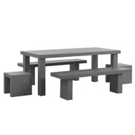Meble ogrodowe - Beliani Zestaw ogrodowy betonowy stół 2 ławki i 2 stołki szary TARANTO - miniaturka - grafika 1