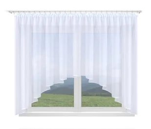 FIRANA GOTOWA 400X110, ŁUK, BIAŁY WOAL, LAMÓWKA - Firany - miniaturka - grafika 1