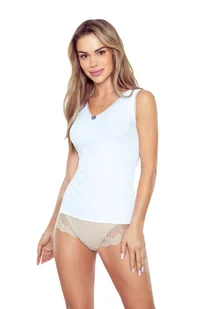 Koszulka damska na ramiączkach z koronkowym wykończeniem Orietta biała XXL - Koszulki i topy damskie - miniaturka - grafika 1