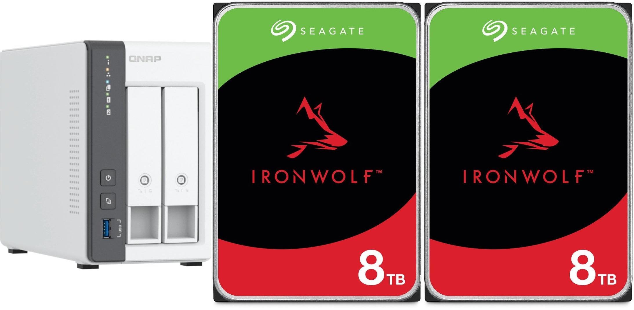 Serwer plików Qnap TS-216G + 2x Seagate IronWolf 8TB ST8000VN004