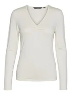 Bluzki damskie - VERO MODA Bluzka damska VMALBERTE LS dekolt w serek Top JRS NOOS, Snow White, XL - miniaturka - grafika 1