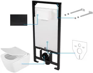 Stelaże i zestawy podtynkowe do WC - Deante Zestaw Anemon Zero 6w1 stelaż podtynkowy z miską WC wiszącą deską wolnoopadającą Slim i przyciskiem spłukującym chrom CDZN6ZPW CDZN6ZPW - miniaturka - grafika 1