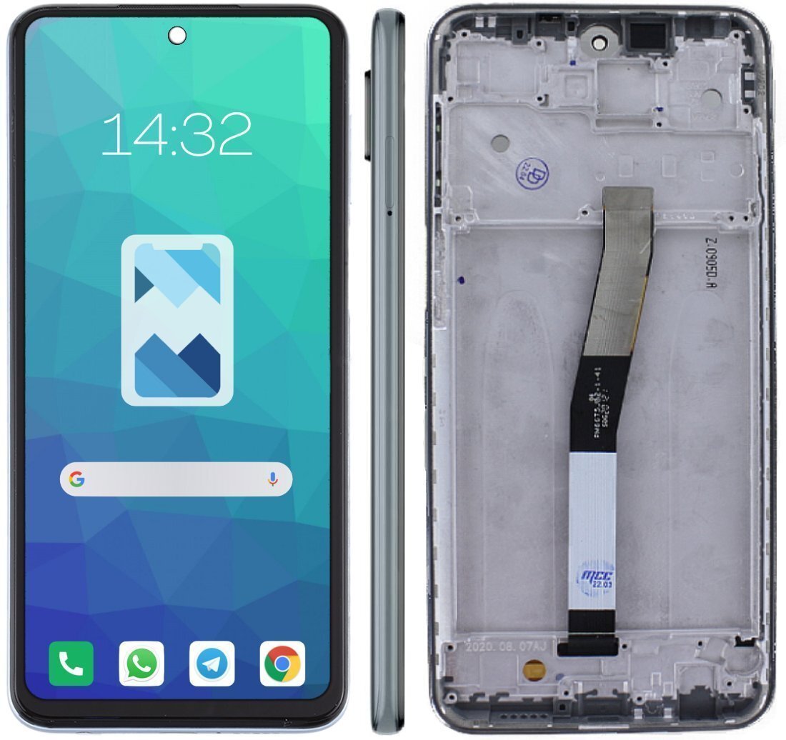 Wyświetlacz do Xiaomi Note 9 Pro LCD Ekran Ramka Srebrny